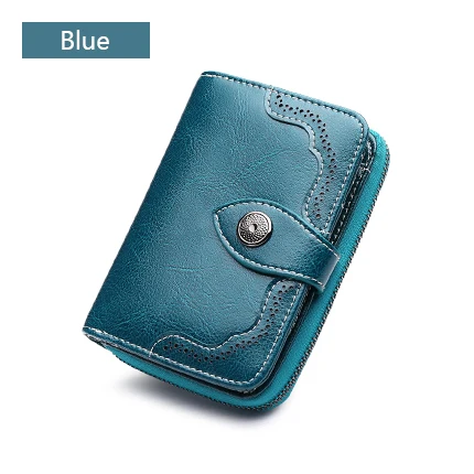 Blue SENDEFN New Wallet Women Purse Brand Coin Purse Zipper Wallet Female Short Wallet Women Split Leather Purse Small Purse - Цвет: Blue