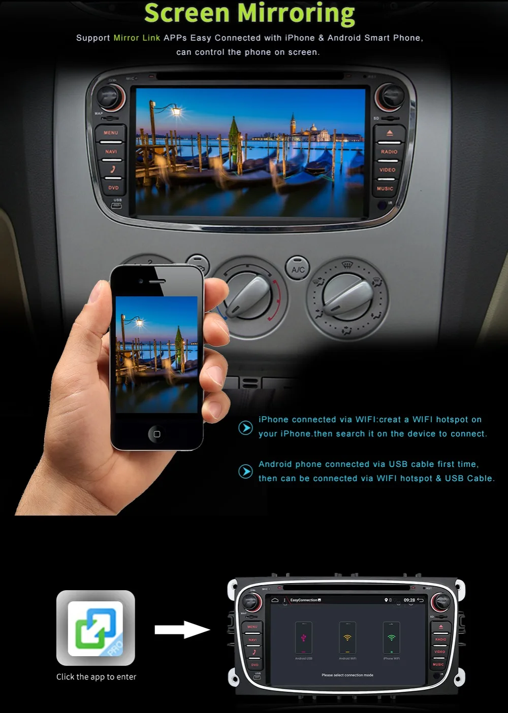 2din android 7 1 автомобильный DVD для Ford Mondeo C-max S max с английским Wifi 3g/4G gps Bluetooth Радио
