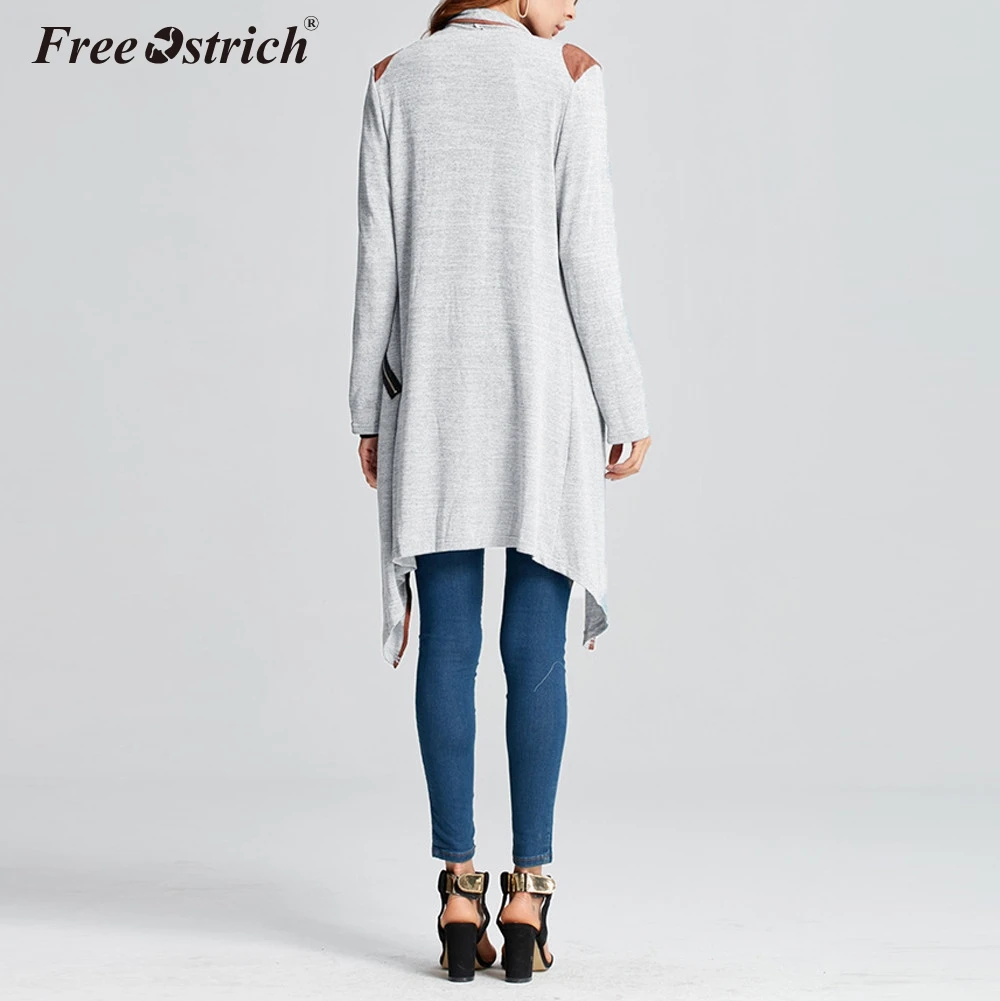 Вязаное пальто в стиле страуса для женщин длинный кардиган на молнии