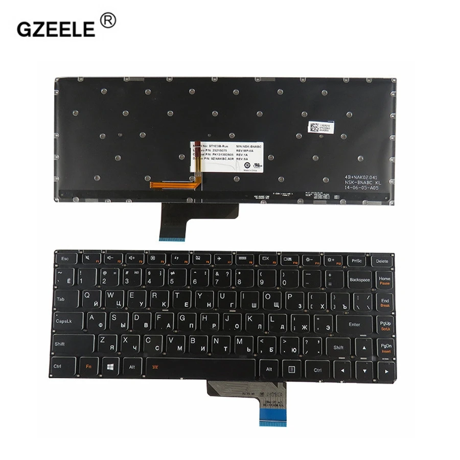 GZEELE Новая русская клавиатура для lenovo Ideapad yoga 2-13 yoga 2 13 yoga II-U31-70 20344 с подсветкой(не подходит для yoga 2 Pro) черная