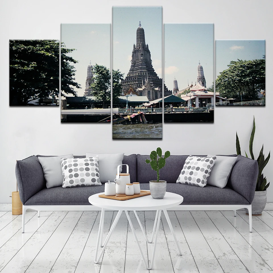 5 шт. Таиланд цветок лотоса пейзаж масляной картины HD принты Wall Art домашний декор