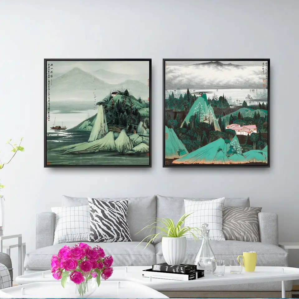 Home Decoration Painting Print Canvas Wall Art Pictures Square Poster Oil Unframed Drawings Xue Liang Mountains and rivers | Дом и сад