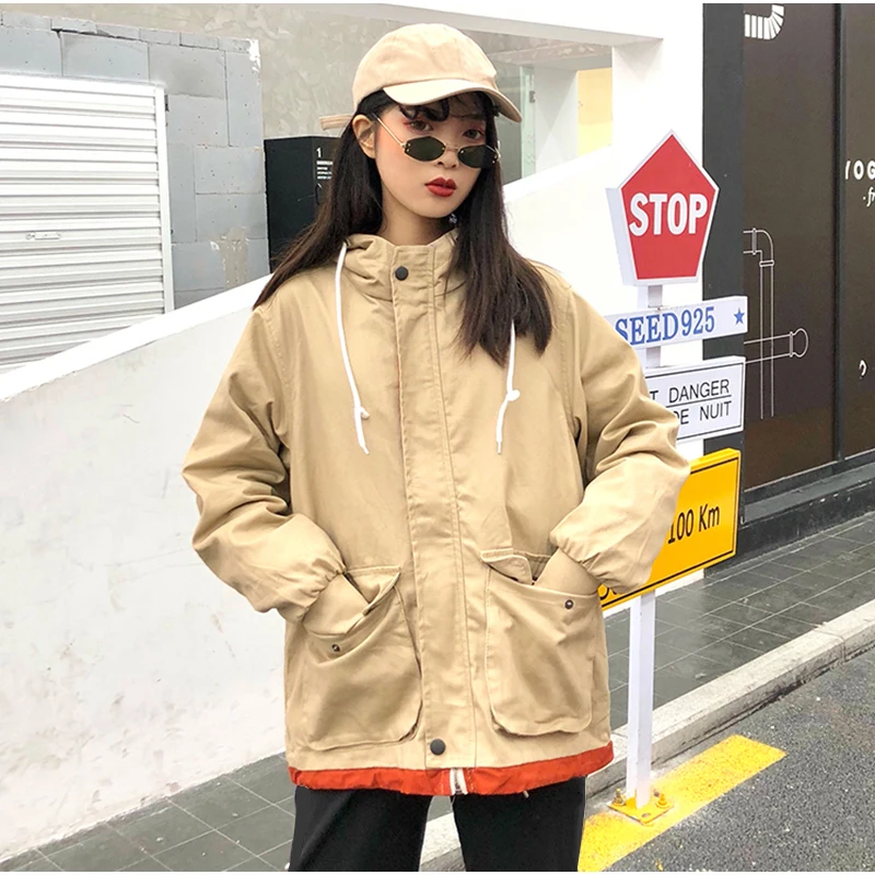 Plegie Harajuku, Женская куртка с капюшоном в стиле пэчворк, новинка весны, верхняя одежда, пальто в стиле хип-хоп, уличная одежда, BF стильные куртки