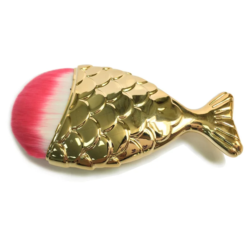 Best quality Fashion Mermaid Fish Makeup Brushes Powder Blush Foundation Make Up Brush Cosmetic Tools Bag Separately | Красота и
