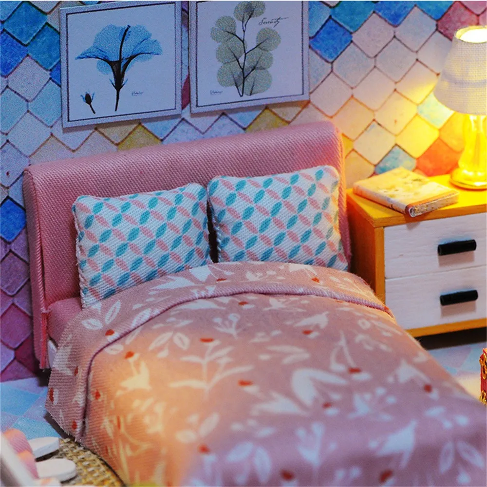 DIY миниатюрная мебель для дома светодиодная головоломка креативная развивающая