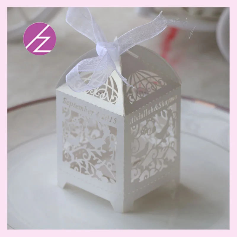 100 шт./лот на заказ имя Дата ручная работа бумажная коробка с кружевным вырезом