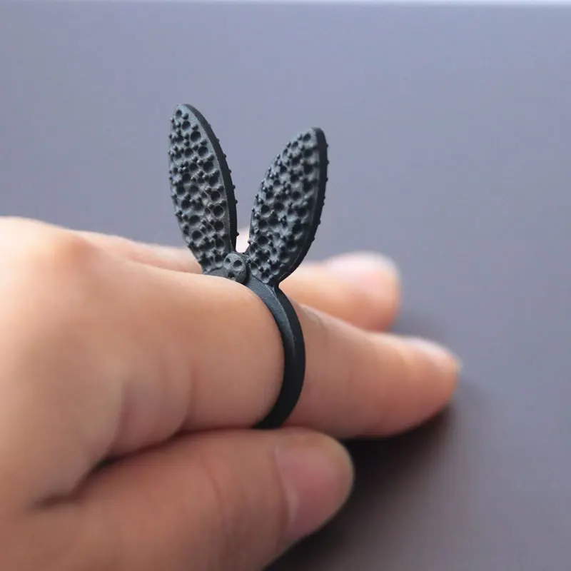 1 шт. матовый черный кролик с большими ушами кольца панк кольцо зайчиком для