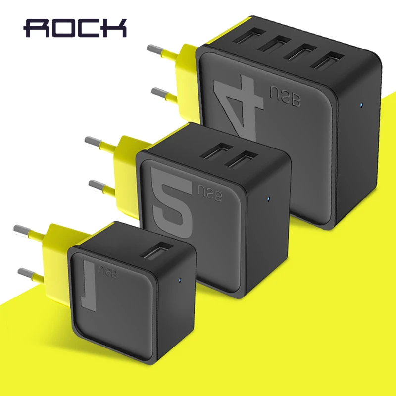 ROCK 4 USB мобильный телефон зарядное устройство 5V1A 5V2.4A 5V4A Универсальное для