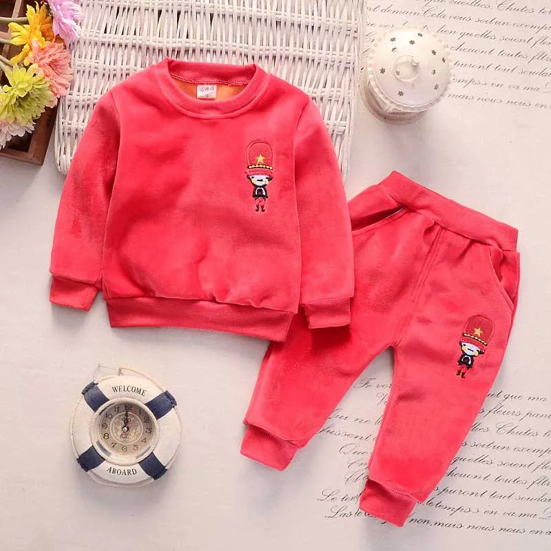 Осень-Зима Одежда для мальчиков костюм теплые бархатные спортивные костюмы дети