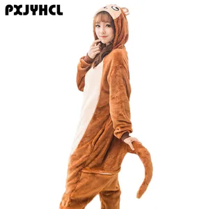 Женский костюм Кигуруми для взрослых с милой озорной обезьянкой, забавный Теплый Мягкий комбинезон с животными, домашняя одежда для сна для девочек