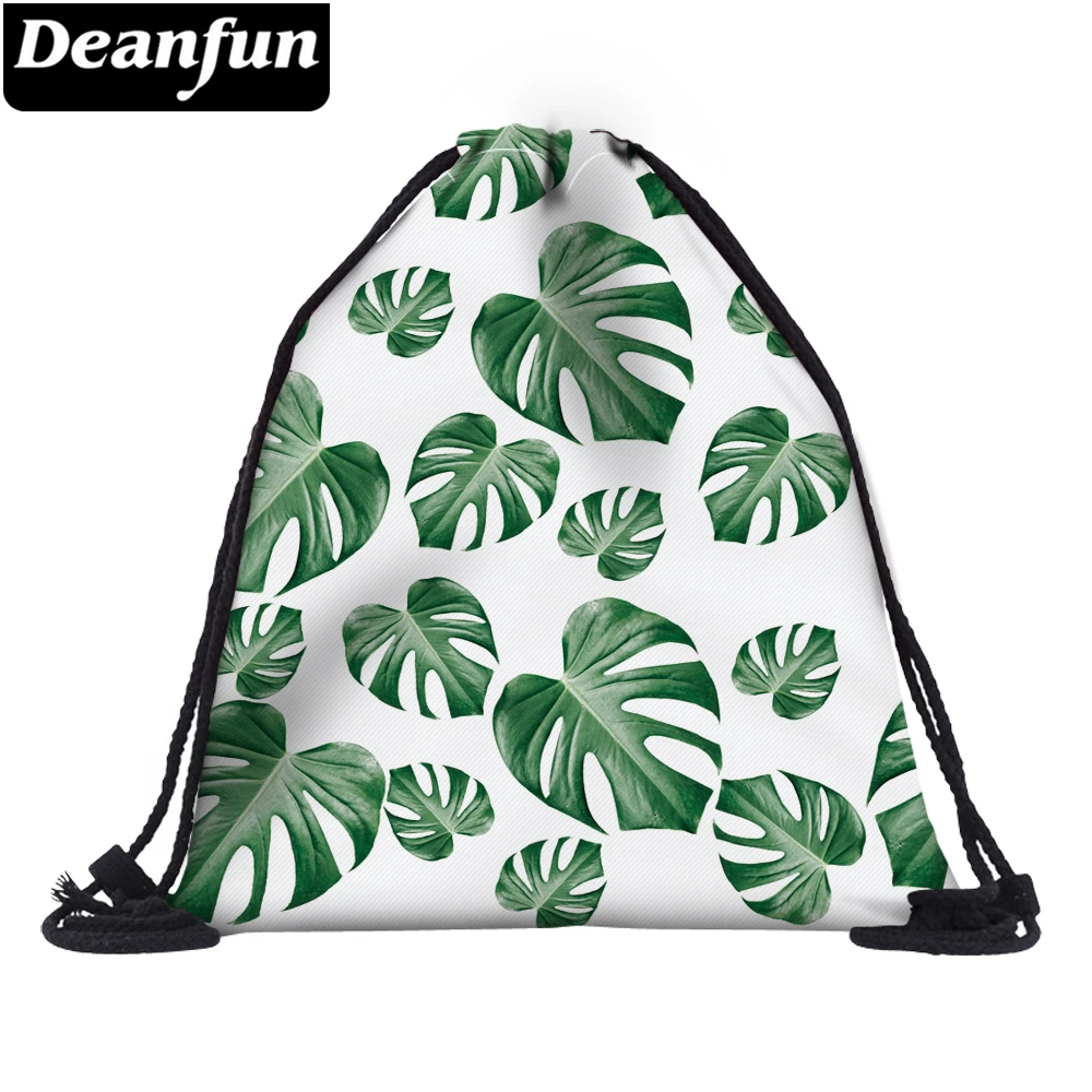 Deanfun женская сумка на шнурке с 3D принтом модная зелеными листьями для школы