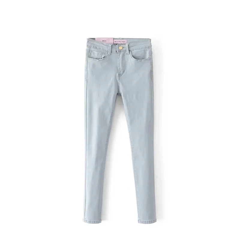 2017 Summer High Rise Skinny Pencil Pants Full Length Strong Elastic Fabric Pure Multi Colors Essential Type | Женская одежда