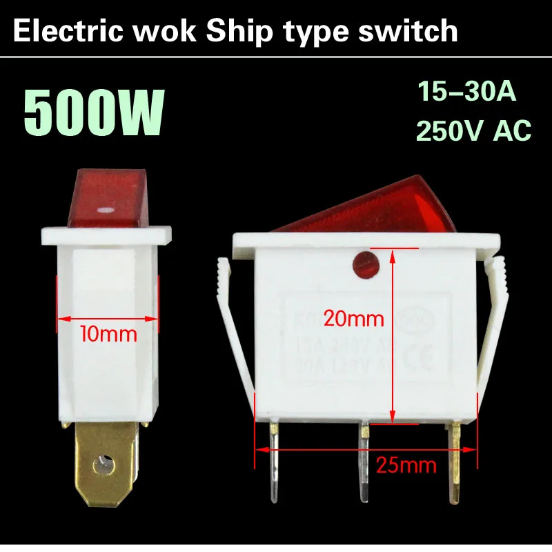 KCD3 500 Вт белый переключатель типа лодки кулисный 25x20 мм 15A250V отпаривателя