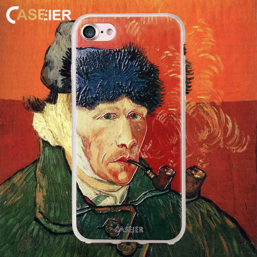Caseier Ван Гог чехол для телефона iPhone 6 S Plus мягкого силикона Чехол IPhone X 7 8 self-portrait