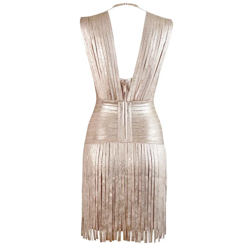 Женское облегающее платье с бахромой и V образным вырезом|Женские платья| |