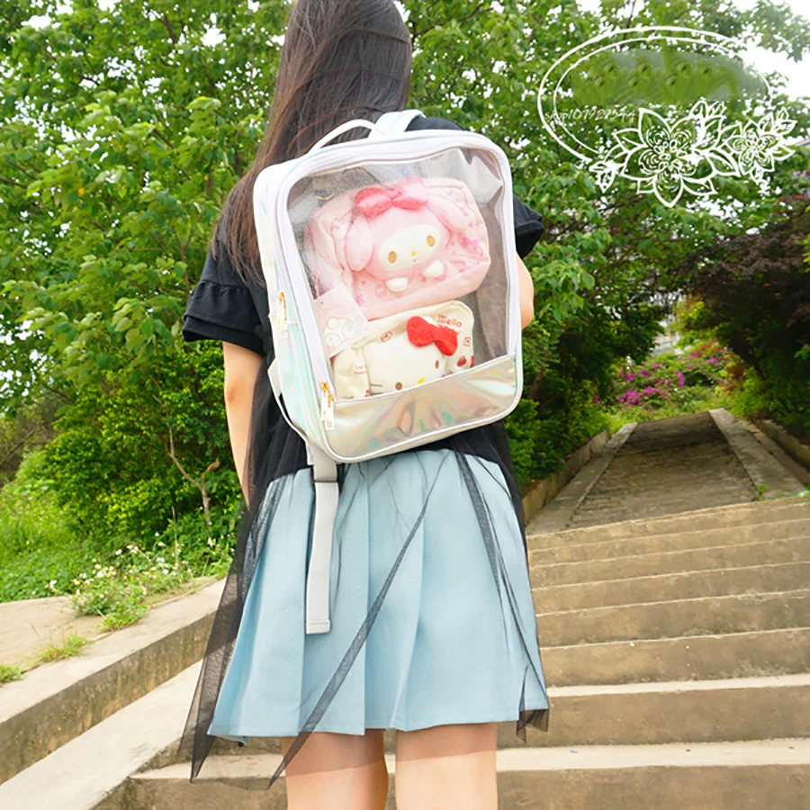 Harajuku прозрачные школьные сумки для женщин, ПВХ, Водонепроницаемые рюкзаки для женщин, Ita Bookbags, Роскошные, искусственная кожа, для девочек-подростков, пляжная сумка, летняя