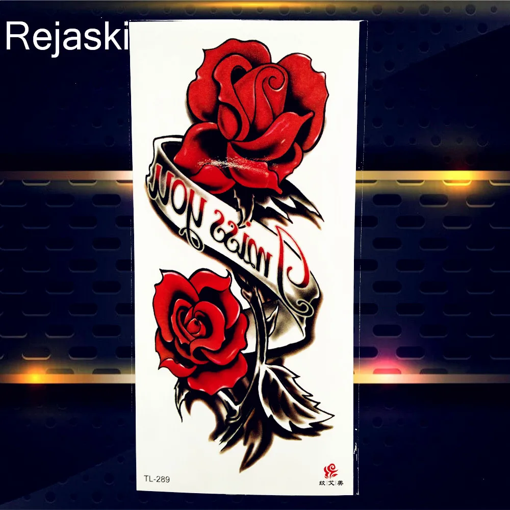 3D DIY большие красные розы временная татуировка наклейки для женщин девочек боди