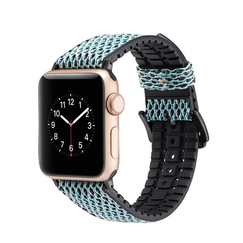 light blue Силиконовый и кожаный ремешок для apple watch ремешок 44 мм 42 мм 38 мм 40 мм pulseira водонепроницаемый и устойчивый к поту ремешок для iwatch 5/4/3/2/1 - Цвет ремешка: light blue