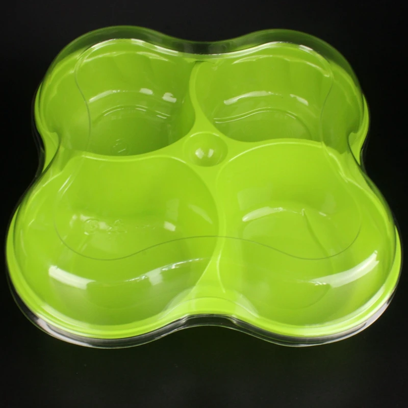 10 шт. салатник слушайте форма клевер четыре части круглый пэт чаша plate with lid