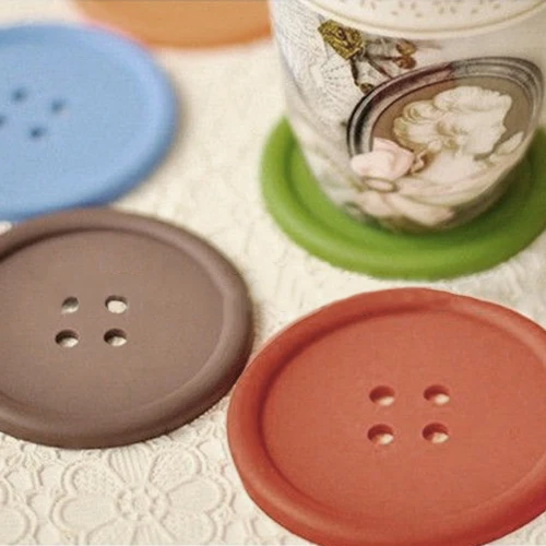 Новинка 5 шт. милые красочные силиконовые кнопки чашки Coaster подушки держатель