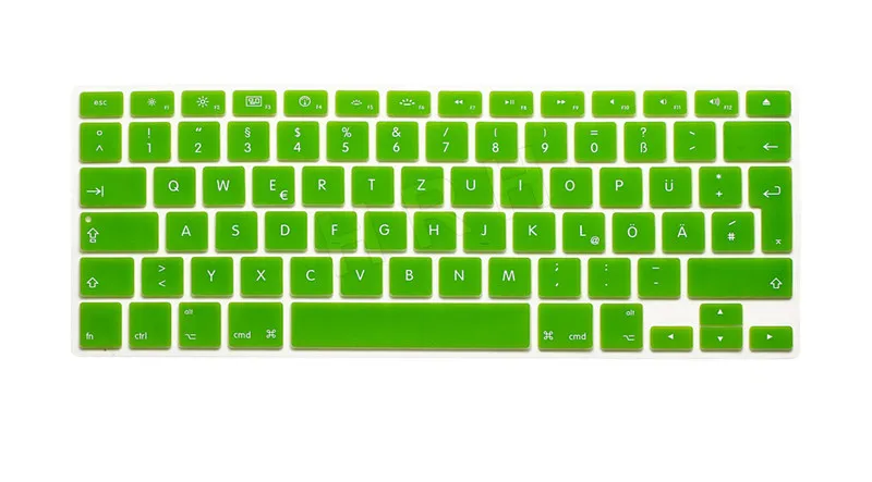 Green HRH водонепроницаемый немецкий язык ЕС/Великобритания Силиконовый чехол для клавиатуры защита кожи для Macbook Air Pro retina 13 15 17 - Цвет: Green