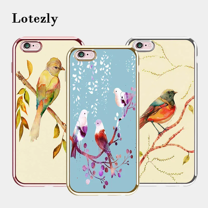 Lotezly для iPhone 6 покрытие TPU телефон Shell случаях птица иллюстрации (взять 7 чехол)