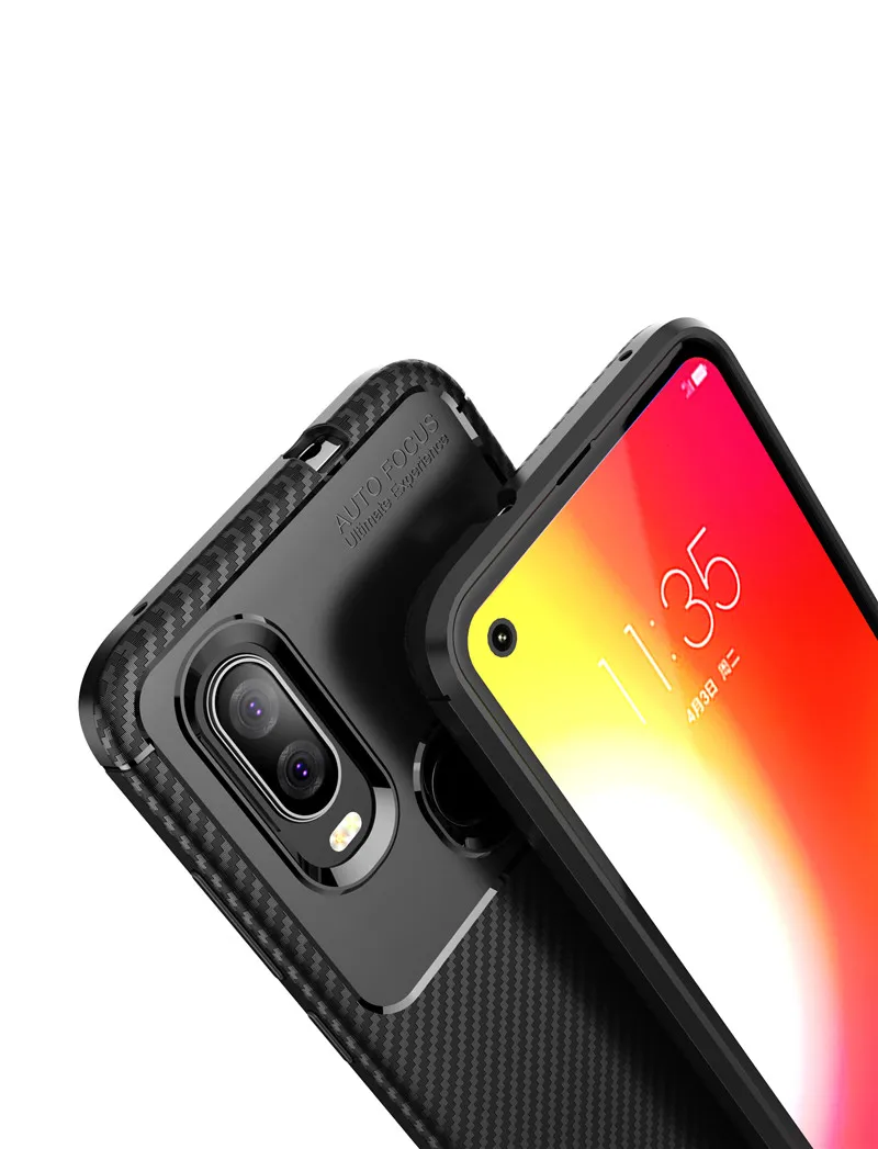 Текстурированный чехол из углеродного волокна для Motorola One Vision Zoom Macro E Мягкий