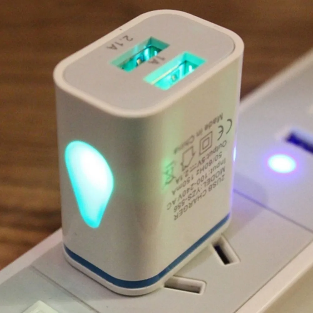 Buyincoins домашний дорожный светодиодный USB 2 порта настенный AC умное зарядное