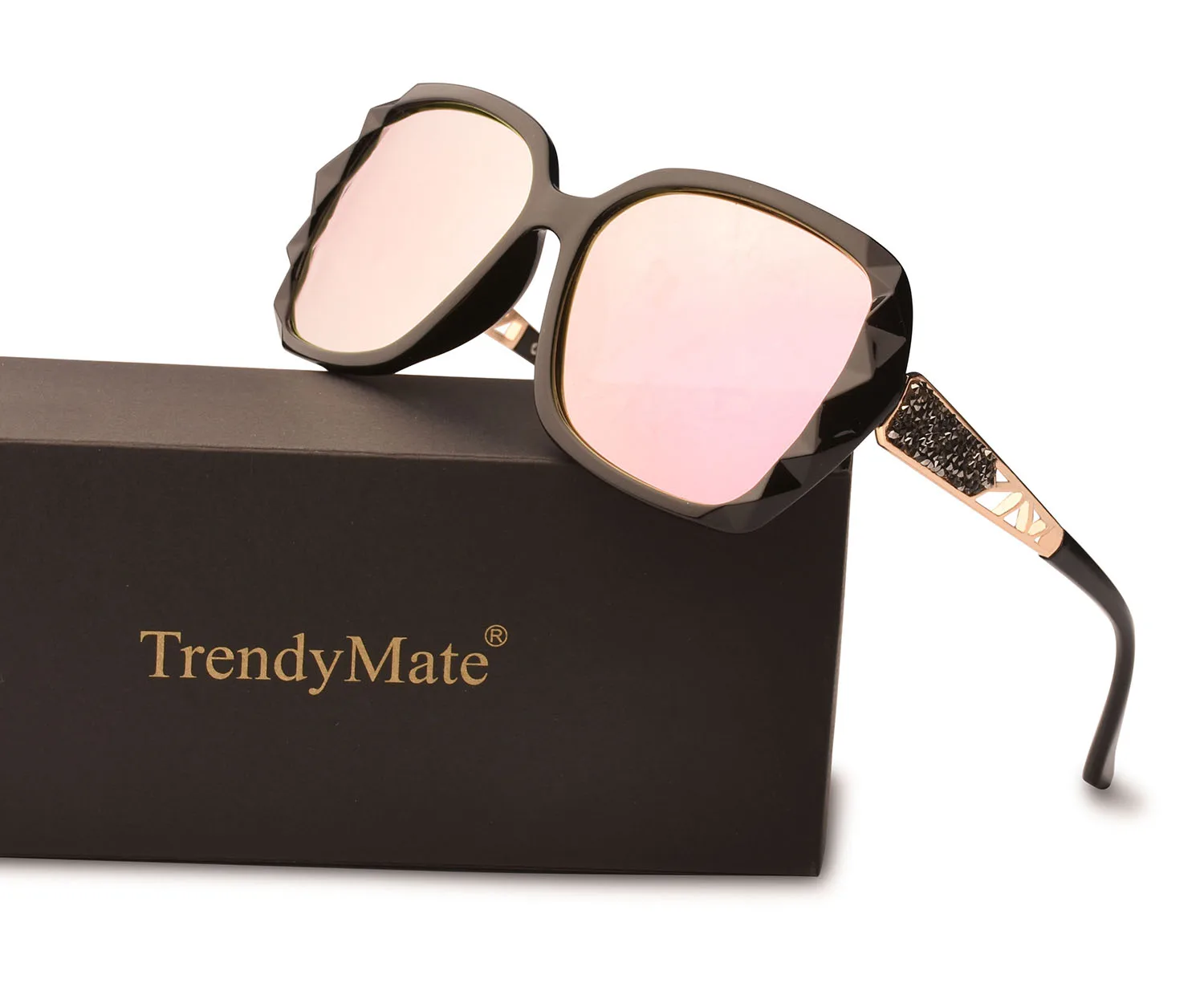 Black Frame Pink Модные поляризованные солнцезащитные очки для женщин, роскошные брендовые дизайнерские очки, зеркальные солнцезащитные очки для вождения, Oculos De Sol Feminino UV400 038T - Цвет линз: Black Frame Pink