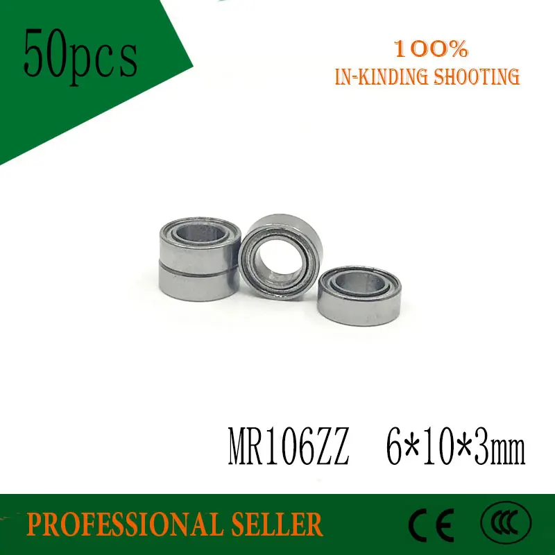 

50pcs/Lot MR106ZZ MR106 ZZ 6x10x3mm P6 ABEC-3Thin Wall Deep Groove Ball Bearing Mini Ball Bearing Miniature Bearing