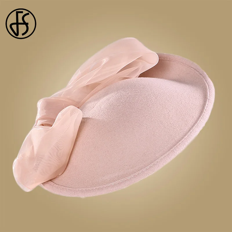 Женская фетровая шляпка Таблетка FS винтажная шерстяная с бантом темно синего