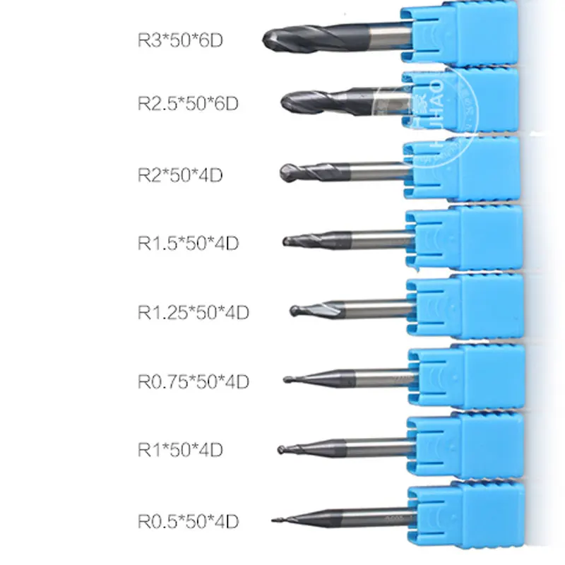 8 шт./компл. R0.5 R0.75 R1 R1.25 R1.5 R2 R2.5 R3 Real HRC45 четыре 2 канавки сферическая Концевая фреза
