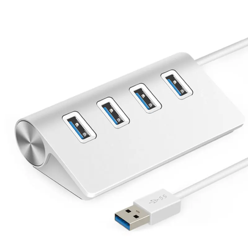 EASYA Мульти USB 3,0 концентратор адаптер портативные концентраторы USB разветвитель 4 порта 5 Гбит/с Алюминиевый сплав серебро для портативных ПК Компьютерное использование