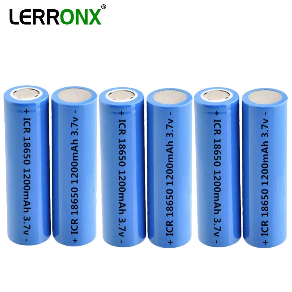 LERRONX литий ионная аккумуляторная батарея 1 2 Ач 1200 мА · ч 3 7 В ICR18650 для фонарика