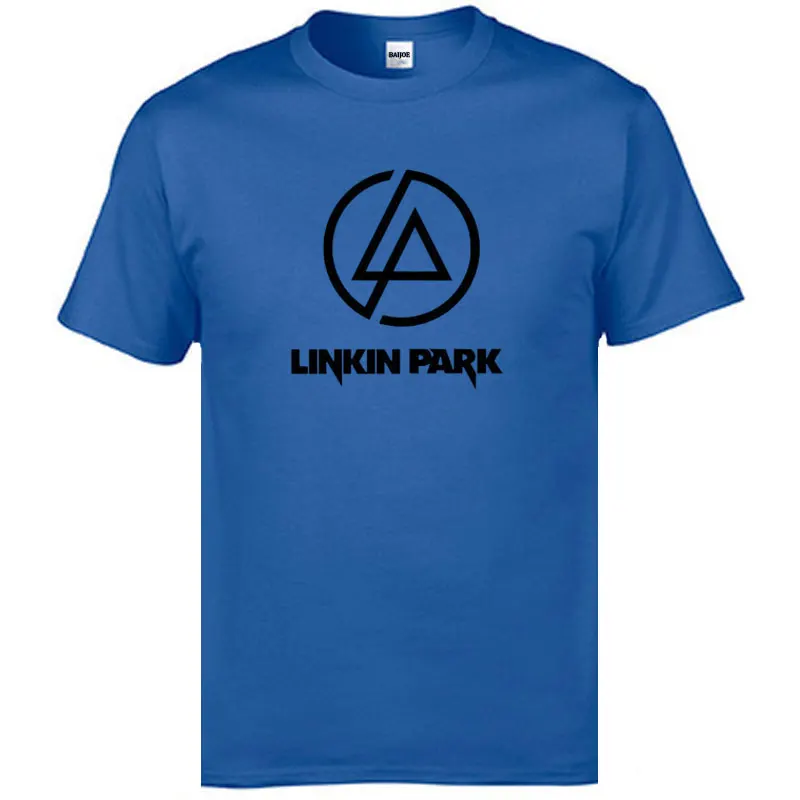 LINKIN PARK/мужская футболка с принтом; Повседневная забавная хлопковая футболка для мужчин; цвет черный, белый; Топ; футболка; забавная хипстерская рок-группа; Прямая поставка - Цвет: blue and black