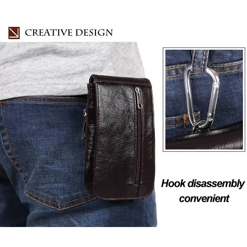 PinShang мужской поясной кошелек Портативный ретро кожаный мобильный телефон сумка через ремень бизнес передний карман мужская сумка ZK25