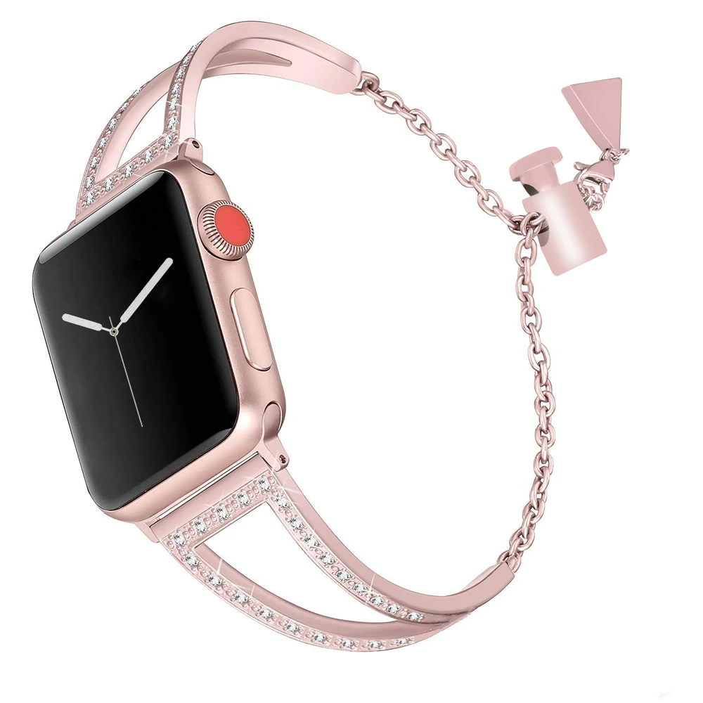 4 цвета ремешок с бриллиантами для наручных часов Apple Watch серии на возраст 1 2 3 iWatch