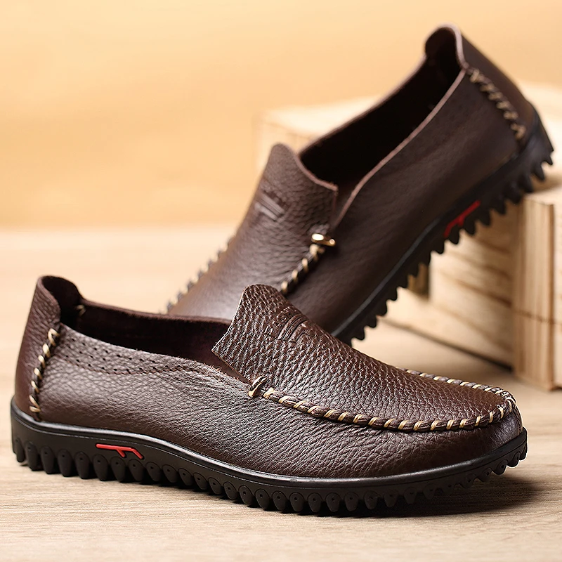 GLAZOV Brand 35-47 Big Size Handmade Leather Men Shoes Autumn Slip on Comfort Driving Loafers Flat | Обувь