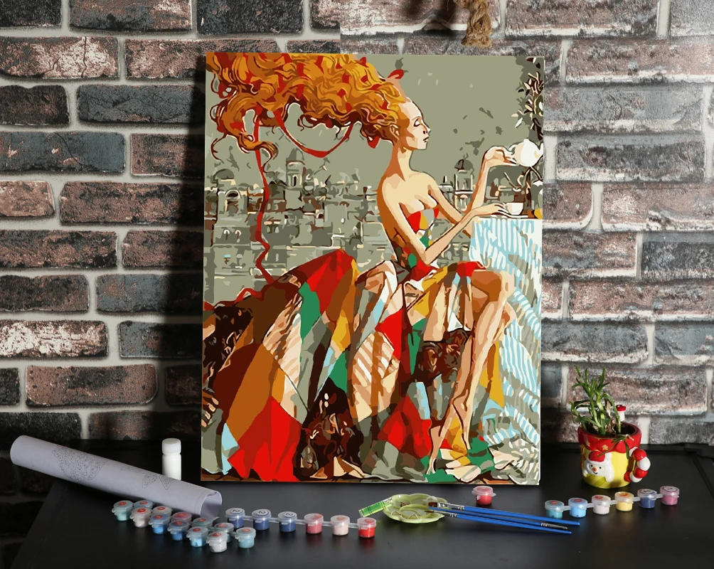 Home Decorations Abstract Figure DIY Painting By Numbers Girl Oil Calligraphy Canvas Paint |