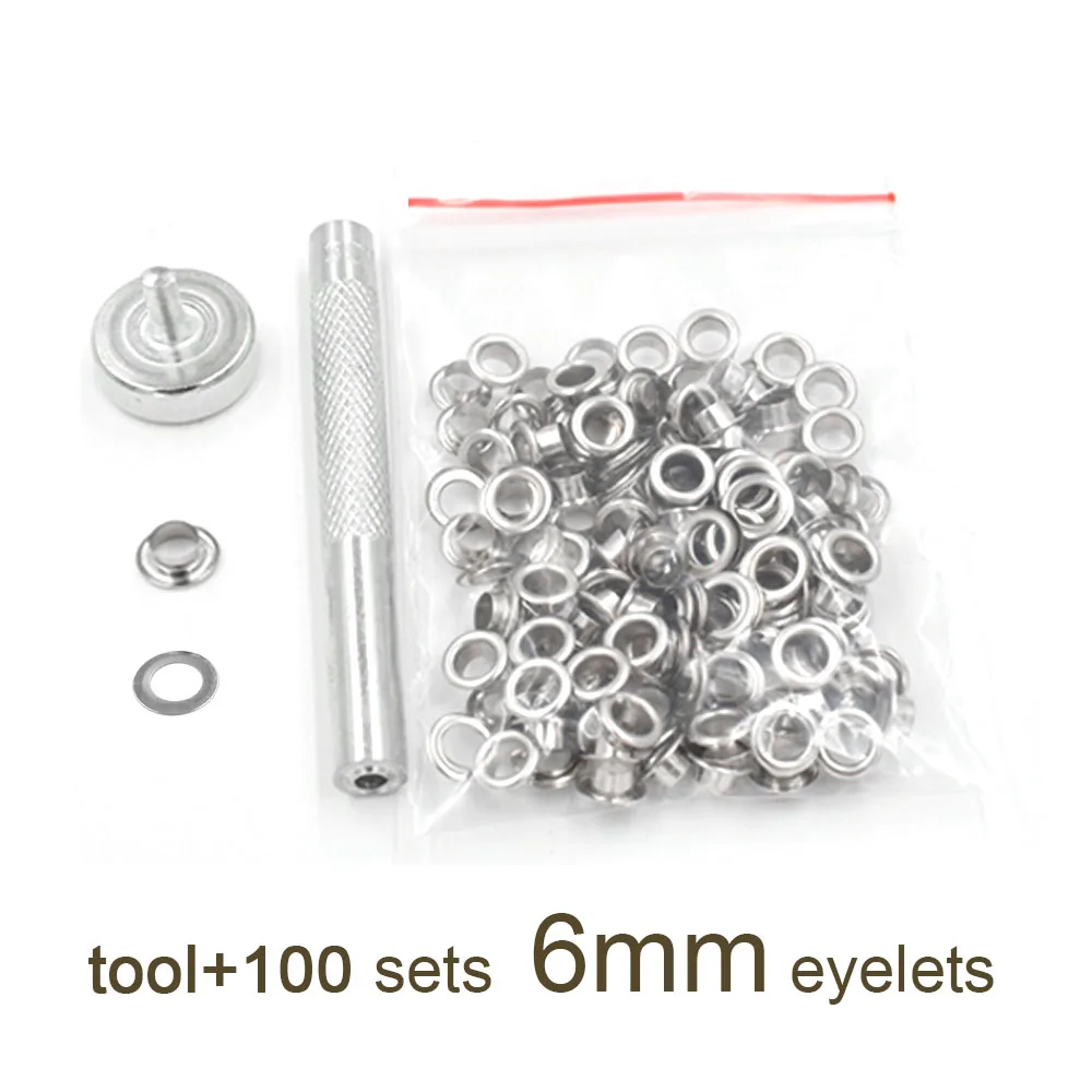 tool and 6mm eyelet 3,5 мм/4 мм/4,5 мм/5 мм/6 мм Металлические люверсы для скрапбукинга DIY для домашней работы швейная Одежда Люверсы ручные стучки инструменты - Цвет: tool and 6mm eyelet