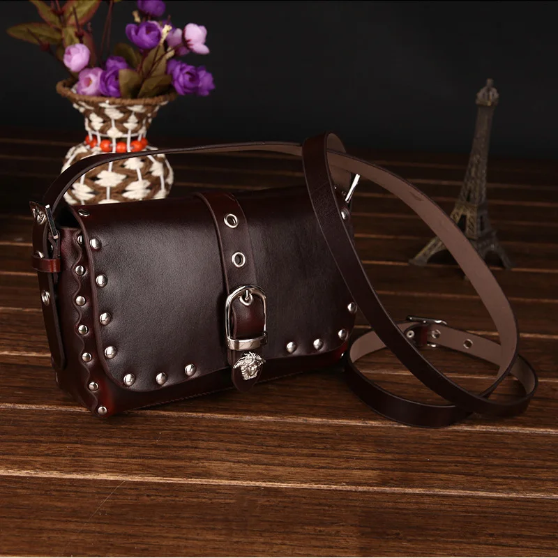 Лидер продаж женская сумка с заклепками через плечо кожаные сумки мессенджер