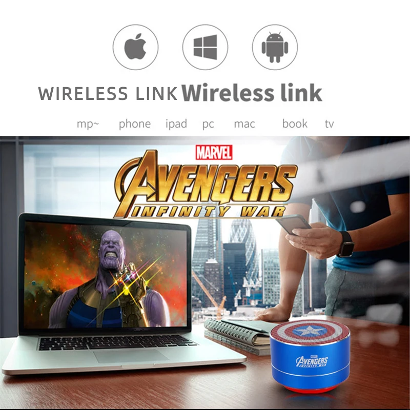 MARVEL/Marvel Bluetooth динамик Железный человек Американский капитан автомобиль бас компьютерная карта портативный динамик