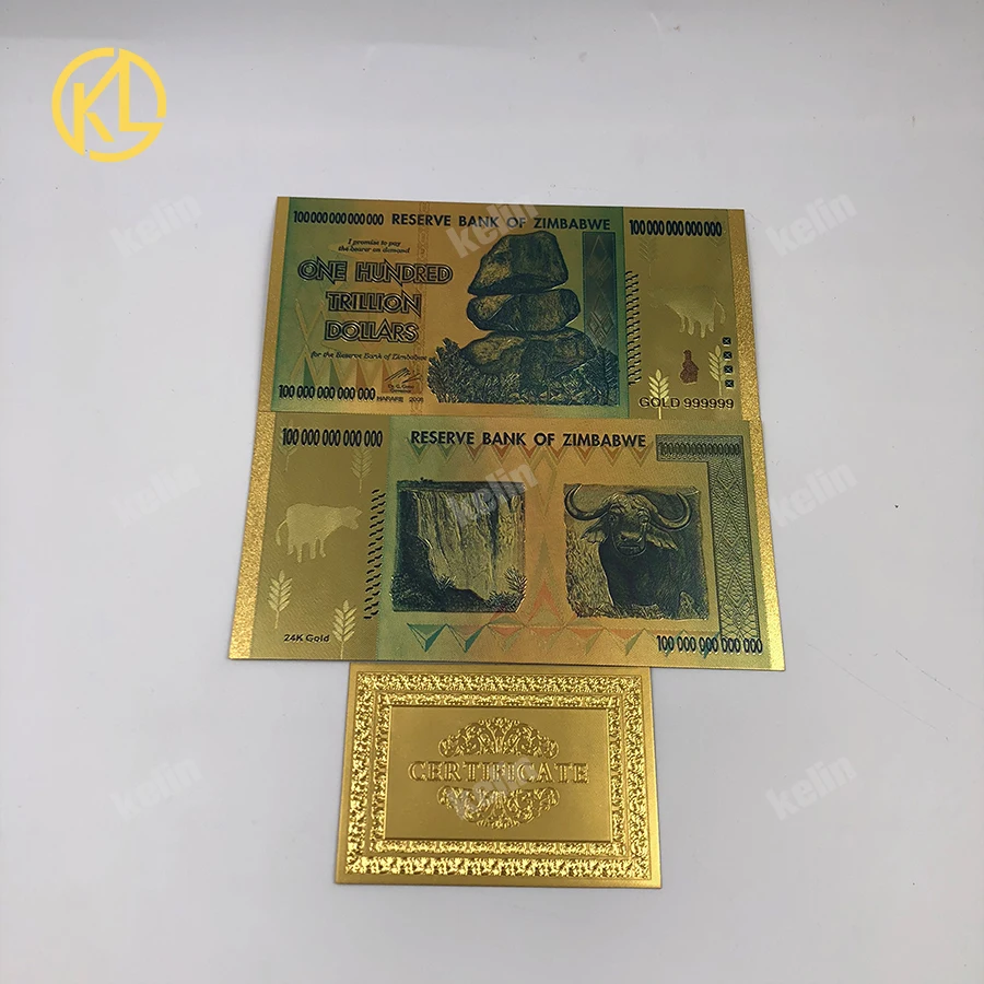 

3 sets 1000pcs/lot Zimbabwe Silver or Golden One Hundred Trillion Dollars Gold Banknotes in Wooden box by Fedex or DHL