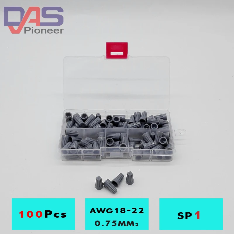 

100-Pack SP1 Grey Closed End Twist Cap Connectors AWG22-18 Screw On Wire Nut