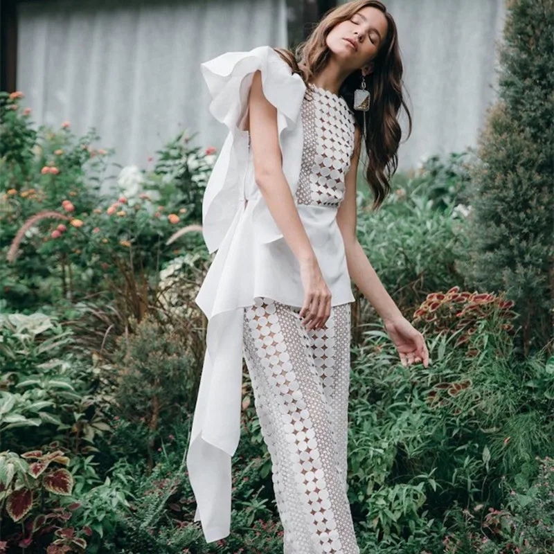 2019! Модное платье с О-образным вырезом асимметричное кружевное оборками в стиле