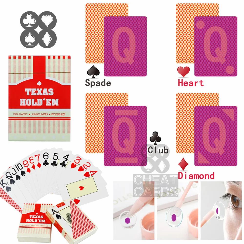 Perpsective покерные игровые карты Texas Hold'em Poker пластиковые шпаргалки меченые карты волшебные очки УФ контактные линзы Гамбл обман
