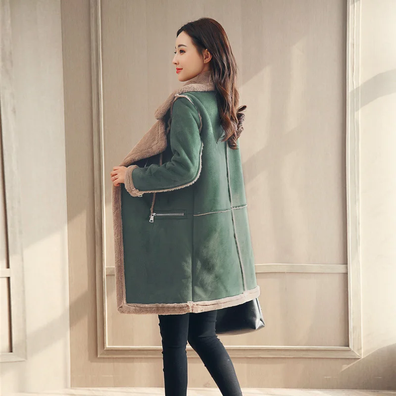 2020 зимняя замшевая кожаная куртка женское теплое пальто из овечьей шерсти