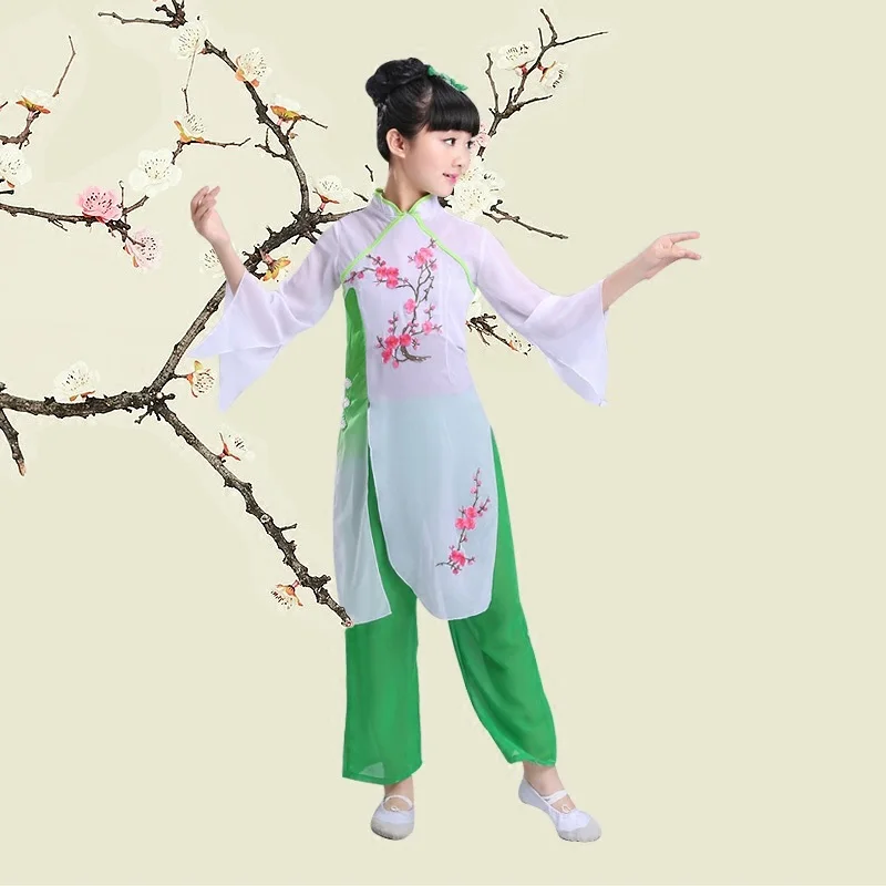 Китайские костюмы для народных танцев Hanfu девочек детские одежда классических