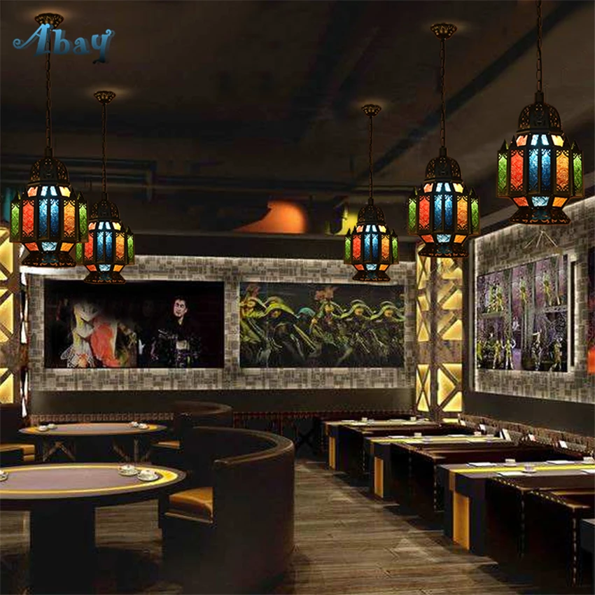 Подвесные стеклянные светильники Тиффани средиземноморского цвета в стиле