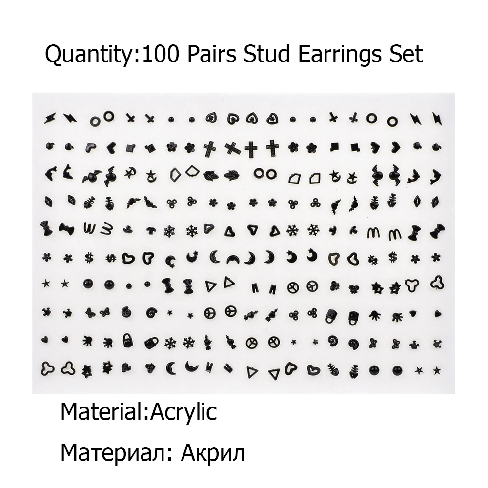 100 пара/лот смешанные стильные серьги гвоздики золотого и серебряного цвета в